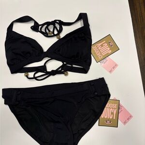 JUICY COUTURE BIKINI SEXY BLACK BASIC
RARE STYLE FIND  2 PIECE DANCE SET SIZ MED